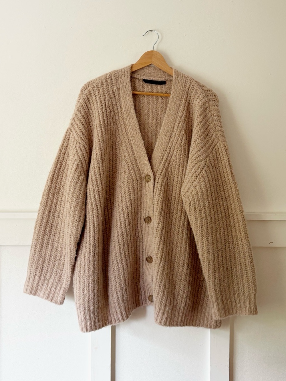 Jenni Kayne Cocoon Alpaca Blend Button Cardigan Size Large in Oatmeal